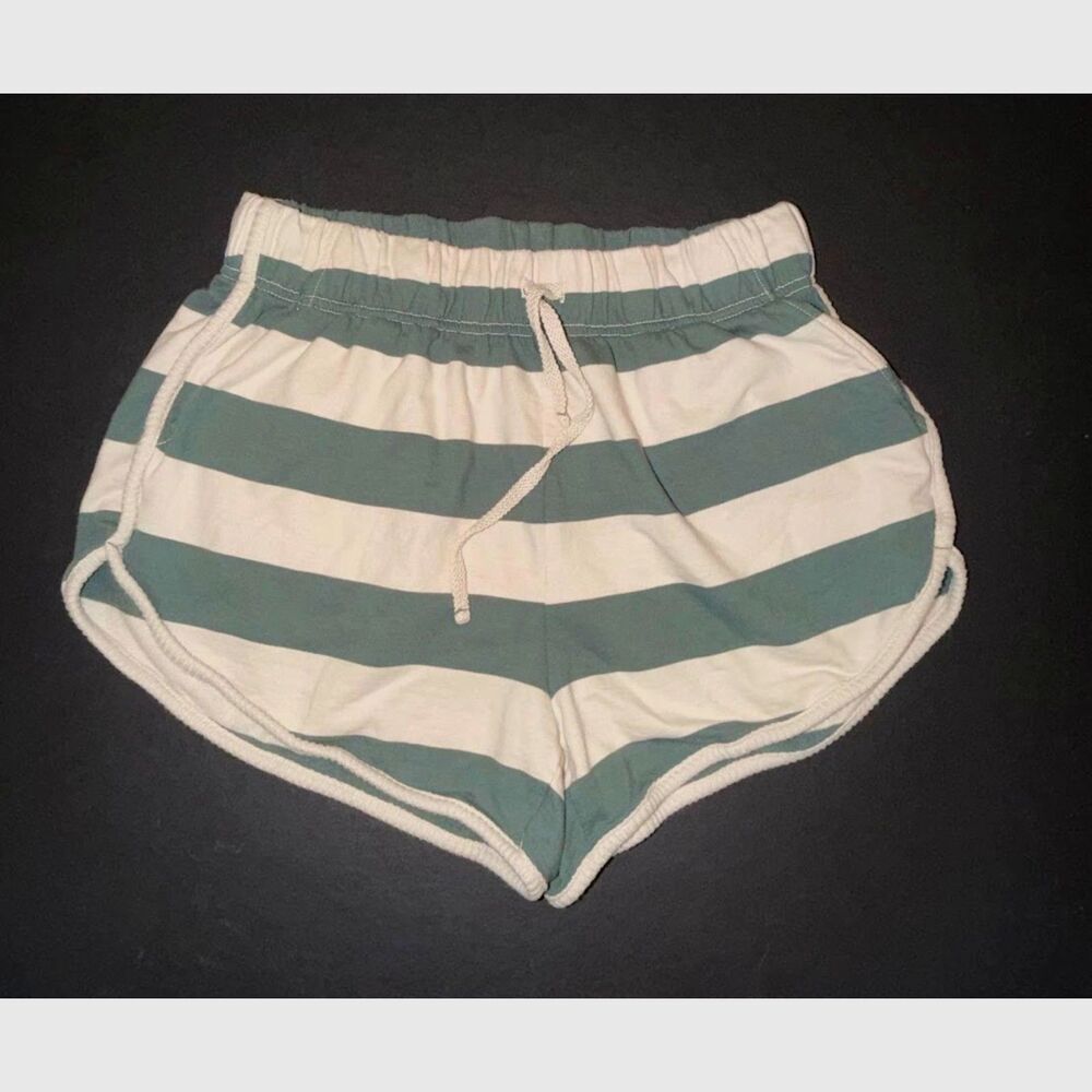 Aerie American Eagle Women M shorts Poolside terry knit stripe olive green beige